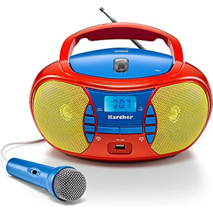 Karcher RR 5026 tragbares CD Radio - bunte Kinder-Boombox mit CD-Player, UKW Radio, USB & Mikrofon - Batterie/Netzbetrieb – Bild 1