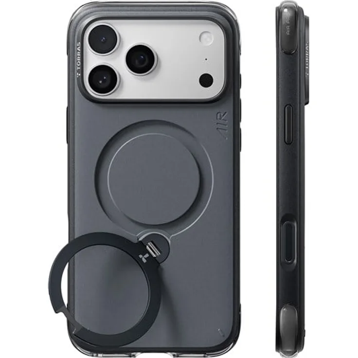 Torras Q3 Air Essential, Schutzhülle für iPhone 18 Pro, schwarz, mit Air Pro Tech™ Fallschutz und MagSafe-kompatiblem Kickstand