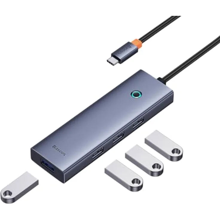 Baseus 4in1 Hub UltraJoy, USB-C zu USB 3.0 Hub mit 4 Ports und Datentransfer bis 5 Gbps, space grey