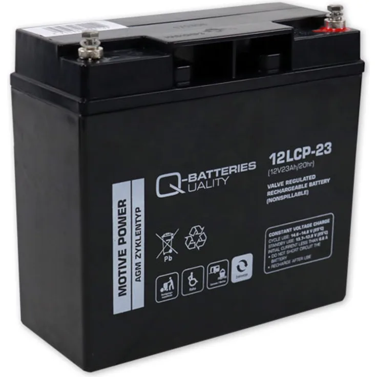 Q-Batteries 12LCP-23 / 12V - 23Ah Blei Akku Zyklentyp AGM - Deep Cycle VRLA Schraubanschluss