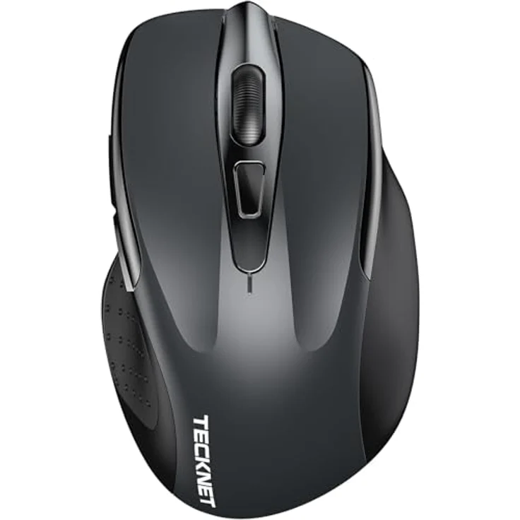 TECKNET TK-MS317, Wiederaufladbare Bluetooth Maus mit 4800 DPI, Ergonomische Funkmaus für Laptops, Mac OS, Android, Windows, Grau, drei Modi (BT 5.0/3.0 + 2.4G), leiser Klick – Bild 1