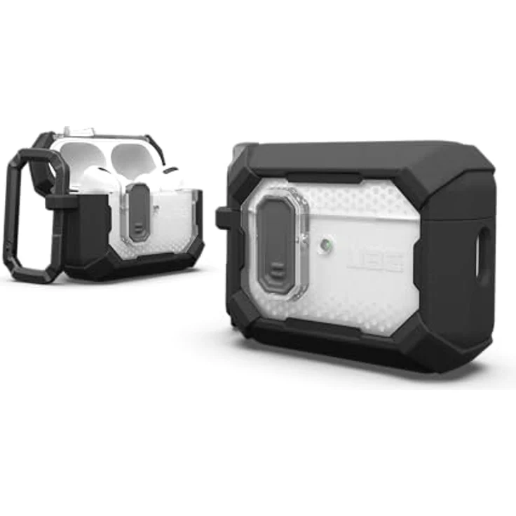 UAG Plasma Kopfhörertasche + Schutzhülle, Transparent, Schwarz, robustes PC- und TPU-Material, verstärkter Eckenschutz, abnehmbarer Karabiner-Clip – Bild 1