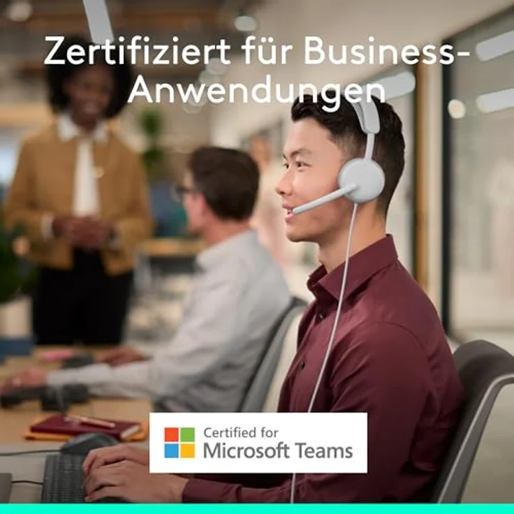 Logitech 981-001617, Kabelgebundenes Office-Headset, 20 - 20000 Hz, USB-Anschluss, Weiß – Bild 2