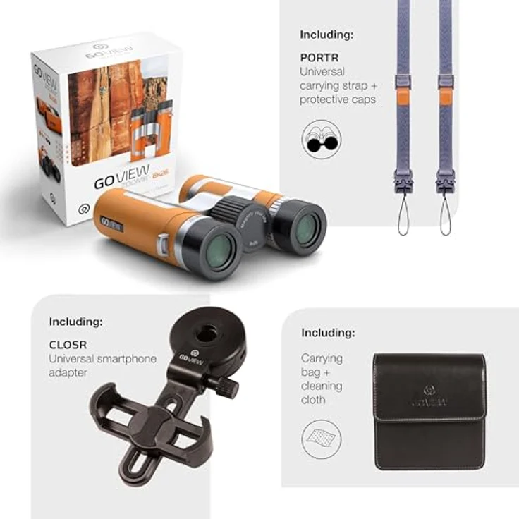 GoView ZOOMR 8x26 kleines, leichtes Fernglas (8-Fach Zoom, Magnesiumgehäuse, inkl. Smartphone-Adapter & Zubehör) Miami Blau – Bild 3
