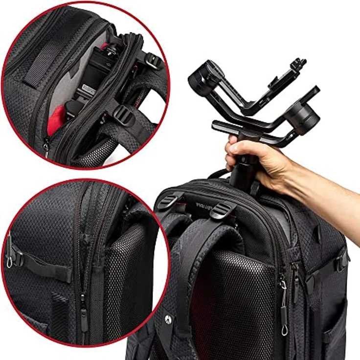 Manfrotto PRO Light Flexloader L, Profi-Rucksack für Kameras, Erweiterbare Tasche für 3-Achsen-Gimbal-Stabilisator, Mehrere Stativbefestigungspunkte, Austauschbare Fächer, Schwarz – Bild 3