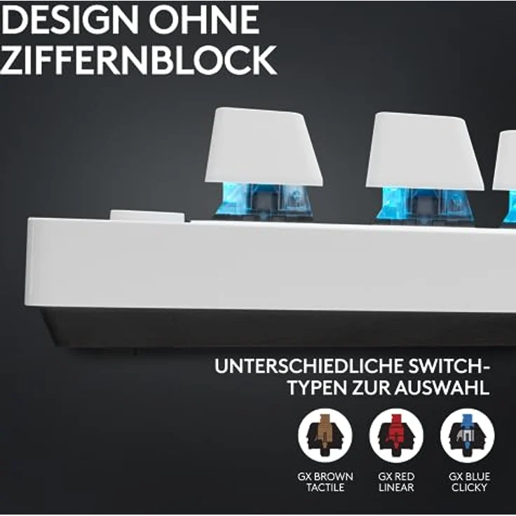 Logitech G PRO X TKL LIGHTSPEED kabellose Gaming-Tastatur, ultramobiles Design ohne Ziffernblock, LIGHTSYNC RGB, PBT-Tastenkappen, Tactile Switches (GX Brown), QWERTZ Deutsches Layout, Weiß – Bild 4