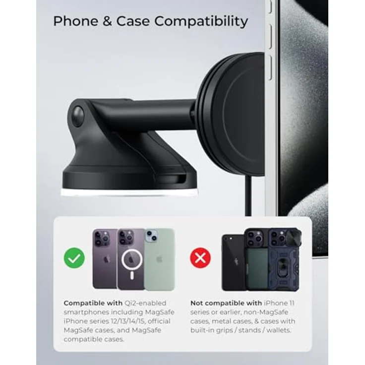 iOttie Velox Mini Qi2, Smartphone Halterung mit 15W kabellosem Laden, Schwarz – Bild 3