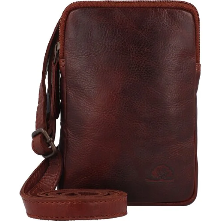 Greenburry Rugged Handytasche, 100% Leder, Braun, 13 cm x 4.5 cm x 17 cm