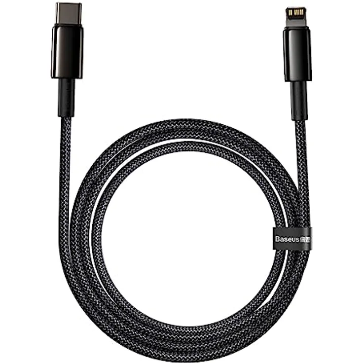 Baseus USB Type C Kabel CATLWJ-A01, 20 W Fast Charging, 2 m, schwarz, Nylon geflochten, robuste Zinklegierung, Datenübertragung 480 Mbit/s