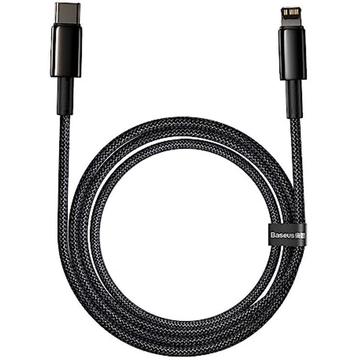 Baseus USB Type C Kabel CATLWJ-A01, 20 W Fast Charging, 2 m, schwarz, Nylon geflochten, robuste Zinklegierung, Datenübertragung 480 Mbit/s – Bild 1