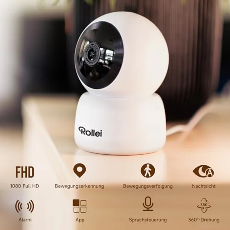 Rollei IPC-88, 360° Innen Überwachungskamera mit 1080p, Bewegungserkennung, Nachtsicht und Zwei-Wege-Audio – Bild 2