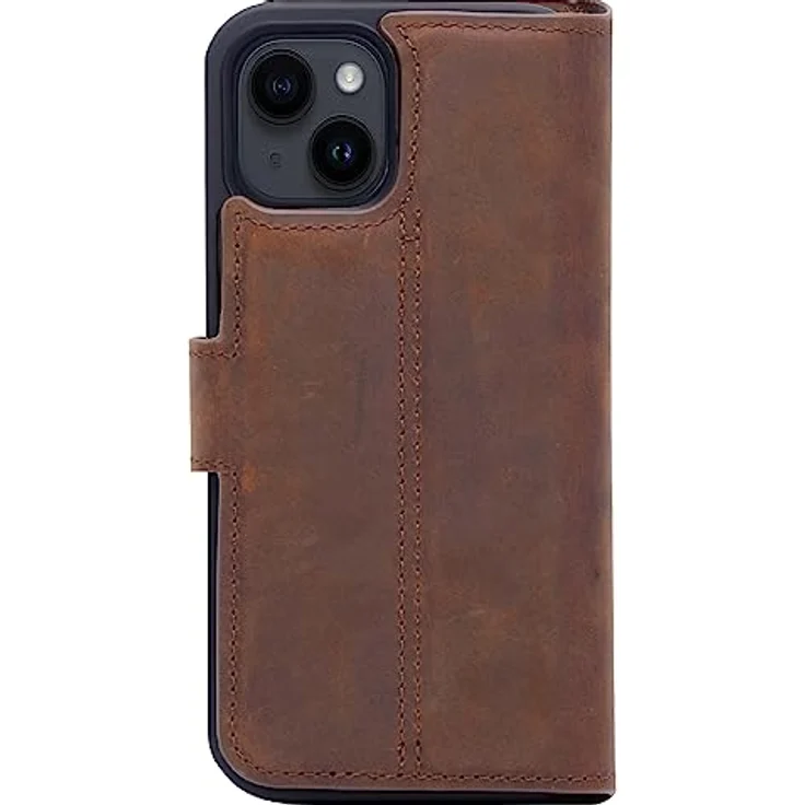 Burkley für iPhone 14 - Magic Wallet - Leder Wallet Case mit abnehmbarer Schutzhülle in Sattelbraun – Bild 5