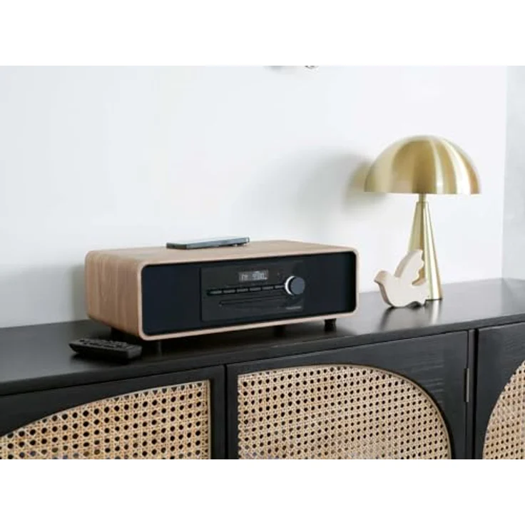 Thomson MIC300IBT Bluetooth Kompaktanlage, 60 W, Induktionsladung, USB, CD-Player, schwarz Holz braun – Bild 3