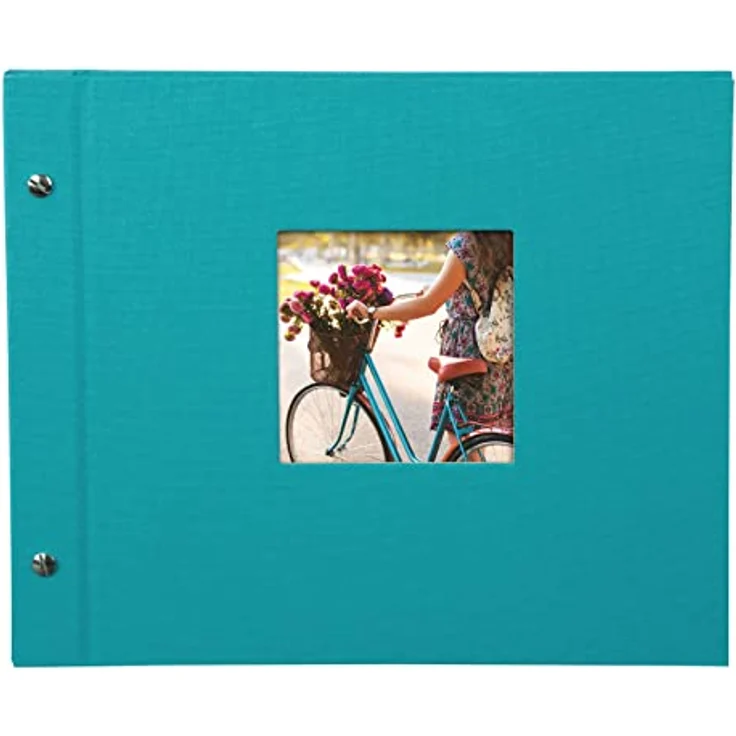 goldbuch Schraubalbum mit Fensterausschnitt, Bella Vista, 30 x 25 cm, 40 schwarze Seiten mit Pergamin-Trennblättern, Erweiterbar, Leinen, Türkis, 26973 – Bild 3