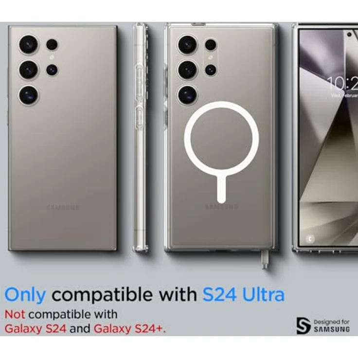 Spigen Ultra Hybrid Metal Ring MagFit Hülle für Samsung Galaxy S24 Ultra -Weiß, Integrierte Metallplatte, PC Platte, TPU-Rahmen – Bild 2