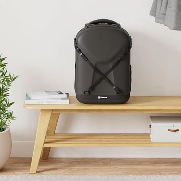 TARION TR-H Kamerarucksack, Fotorucksack mit Hartschalen, stoßfest, wasser- und abriebfest, 14,5 Zoll Laptopfach, Schwarz – Bild 2