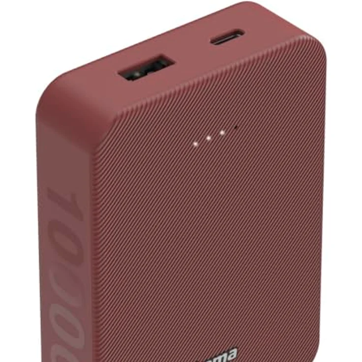 Hama Power Pack Colour 10", 10000mAh, 2 Ausgänge: USB-C, USB-A, Rot – Bild 4