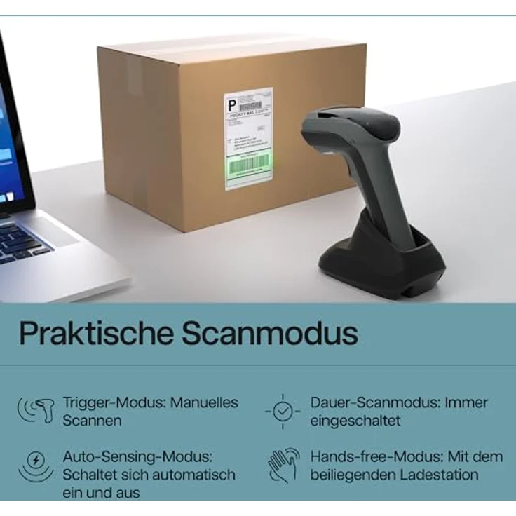 Safescan 350-BT, Kabelloser Barcode-Scanner für 1D und 2D Barcodes, Schwarz – Bild 5