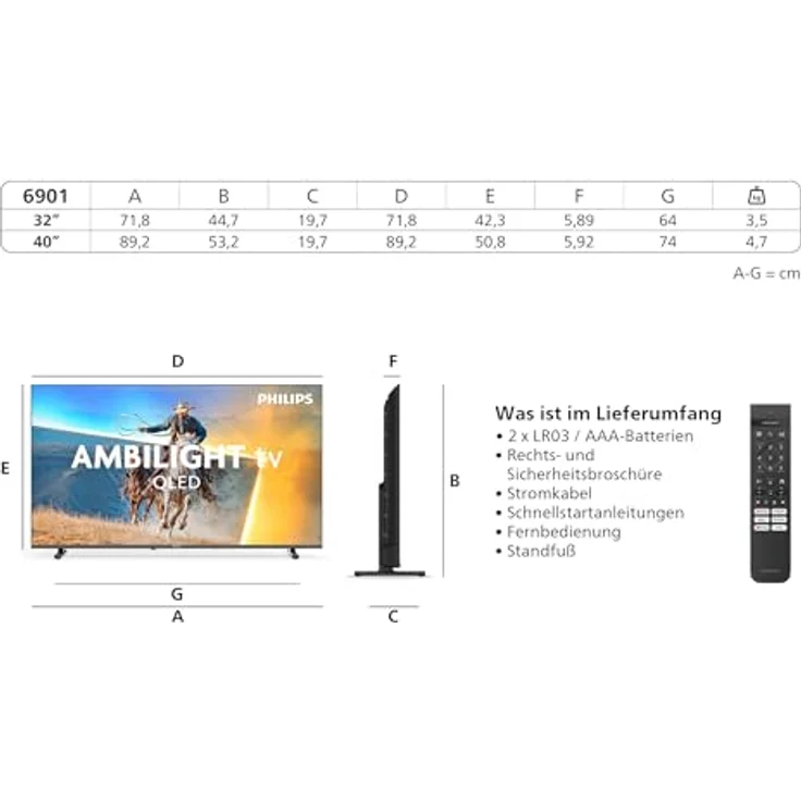Philips 40PQS6901/12, 40 Zoll Full HD Smart-TV mit Ambilight und Dolby Audio, schwarz – Bild 3