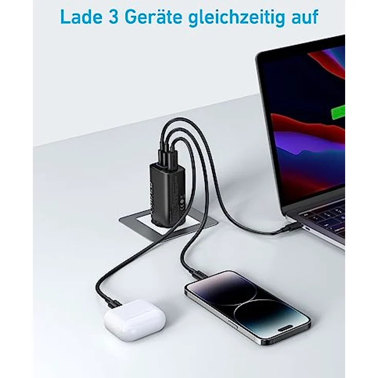 Anker USB C Ladegerät 67W, Anker 335 Netzteil mit PIQ 3.0, 3-Port Schnellladegerät, Für iPhone 16/15/14/13/12 Serie, MacBook Pro, iPad, Galaxy, Pixel – Bild 3