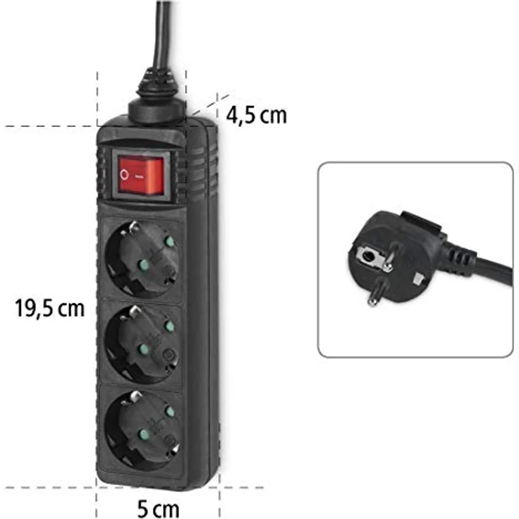 Hama 3-Way Power Strip with Switch - Steckdosenleiste - 3 Ausgangsstecker - Schwarz - 3 m – Bild 3