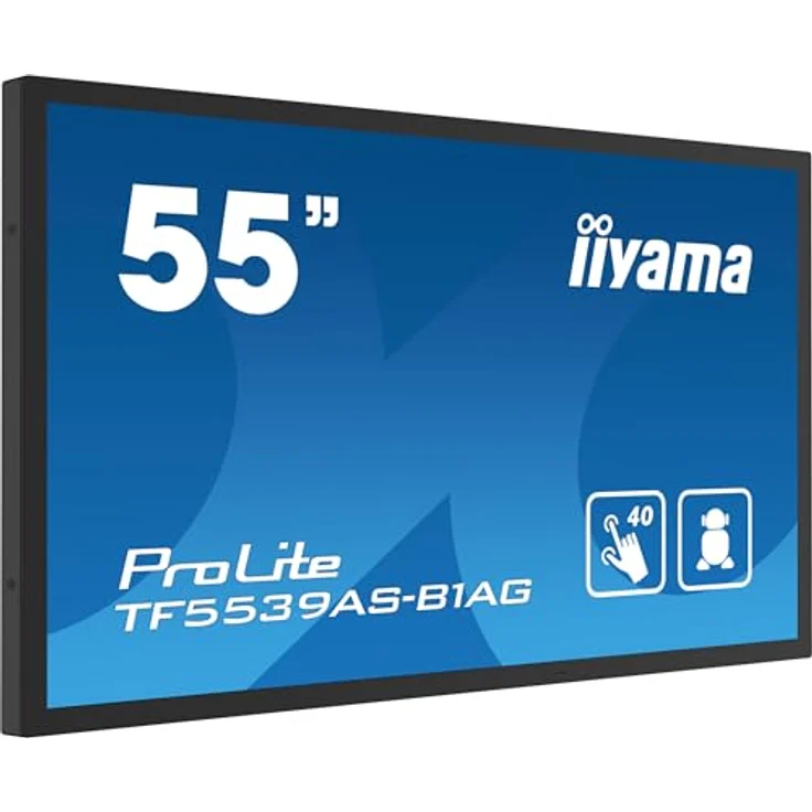 iiyama Prolite TF5539AS-B1AG 139cm 54,6" IPS LED-Monitor 4K UHD Open Frame 40 Punkt Multitouch Bonded PCAP kapazitiv HDMI DP RJ45 RS-232c USB2.0 IP65 Android OS AntiGlare Touch-durch-Glass 24/7, Schwarz – Bild 1