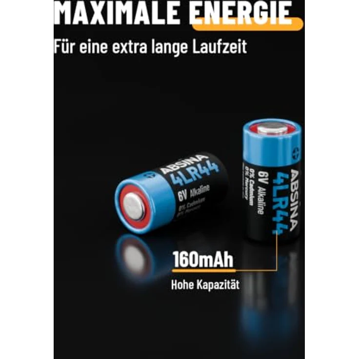 ABSINA 8x 4LR44 6V Alkaline Batterie - Langlebig und zuverlässig, temperaturfest von -20°C bis +60°, ideal für Hundehalsband und mehr – Bild 3
