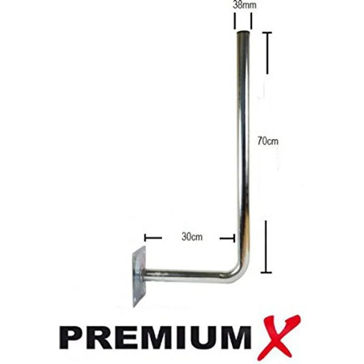 X 30cm Wandhalter 70cm Mast Stahl verzinkt SAT Antenne Wandhalterung Wand Montage Halter Wandabstand 30 cm Durchmesser: 38mm – Bild 3