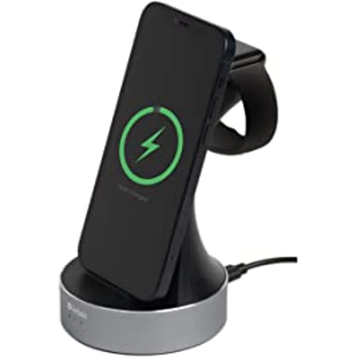 Verbatim 2-in-1 Qi MFi Wireless Charger WCS-01, für iPhone, Apple Watch & Qi-fähige Geräte, Handy Ständer mit induktiver Ladestation, kabelloses Ladegerät für Apple, Samsung und mehr – Bild 4