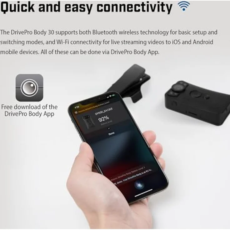 Transcend Bodycam DrivePro 30, Dashcam mit 128GB Speicher, Wi-Fi & Bluetooth, Schwarz – Bild 5