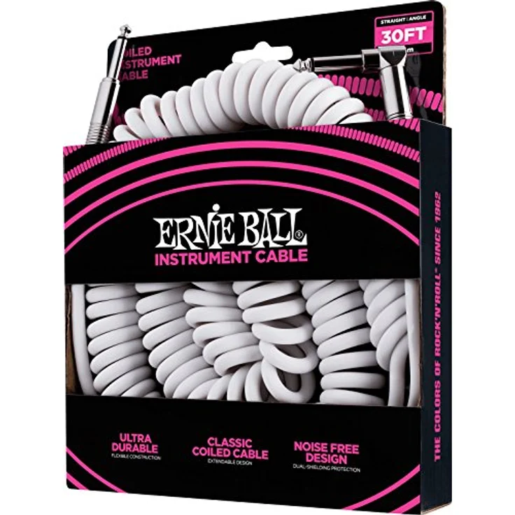 Ernie Ball 30 'Coiled Gerade - Angle Instrument Kabel - Weiß – Bild 4