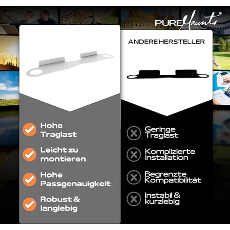 PureMounts PM-SOM-091 Wandhalterung kompatibel mit SONOS BEAM Soundbar, Traglast: 5kg, weiß – Bild 6