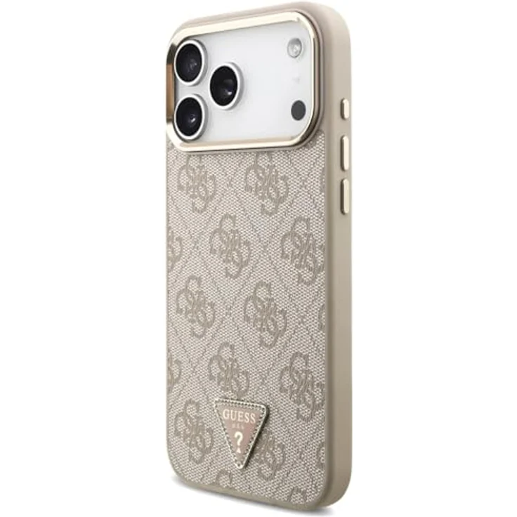 CG MOBILE Guess 4G Triangle Logo Schutzhülle für iPhone 17 Pro Max, kompatibel mit MagSafe, TPU/PC/Kunstleder, Pink/Gold – Bild 2