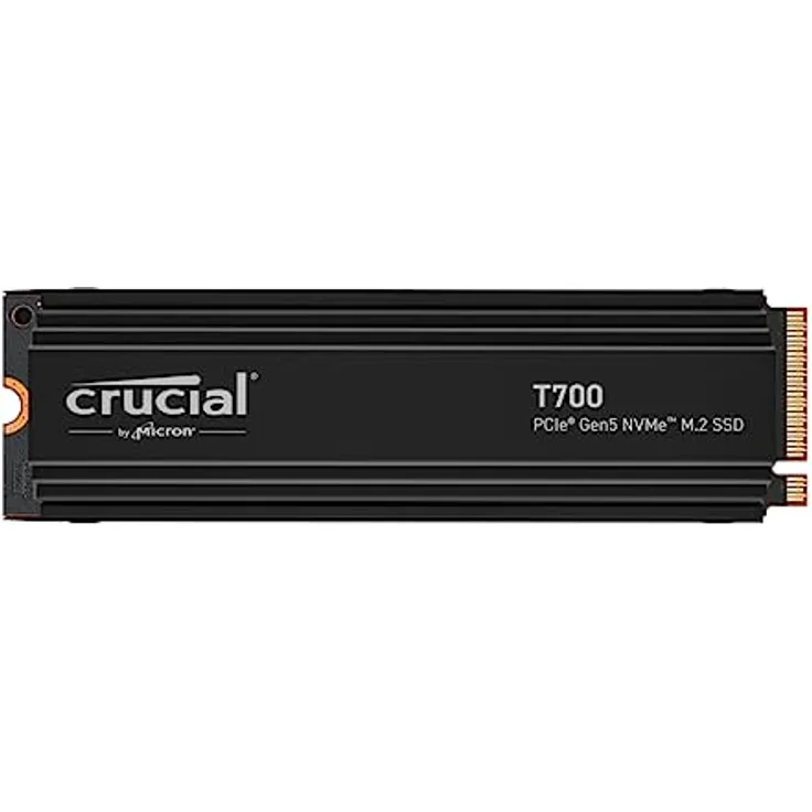 Crucial T700 1TB Gen5 NVMe M.2 SSD mit Kühlkörper - Bis zu 11.700 MB/s - DirectStorage-fähig - CT1000T700SSD5 - Gaming, Fotografie, Videobearbeitung & Design - Internes Solid State-Laufwerk
