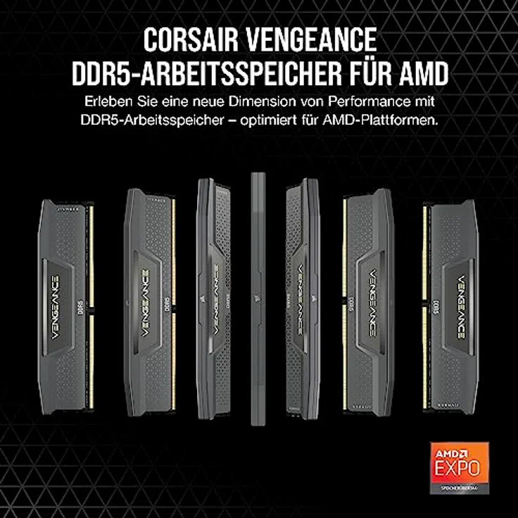 CORSAIR Vengeance DDR5 RAM 64GB (2x32GB) 6000MHz CL30 AMD Expo iCUE Kompatibel Computer Speicher - Grau (CMK64GX5M2B6000Z30) – Bild 2
