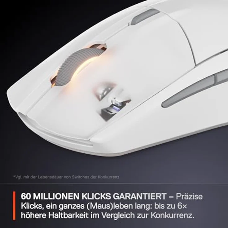 SteelSeries Rival 3 Wireless Gen 2, Gaming-Maus mit 2,4 GHz und Bluetooth, 18.000 DPI TrueMove Air-Sensor, 200 Std. Akkulaufzeit, ultraleicht, PTFE-Gleitfüße, Weiß – Bild 5