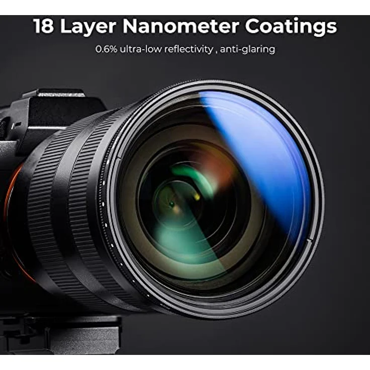 K&F Concept K-Serie 82mm ND Filter Slim Variabler Graufilter ND2-400 (1-9 Stop) Neutral Graufilter – Bild 2