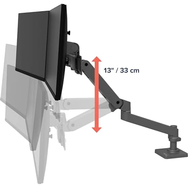 Ergotron LX Pro Dual Arm Tischmonitor Halterung, ergonomisch, für 27 Zoll Monitore, dunkelgrau – Bild 5
