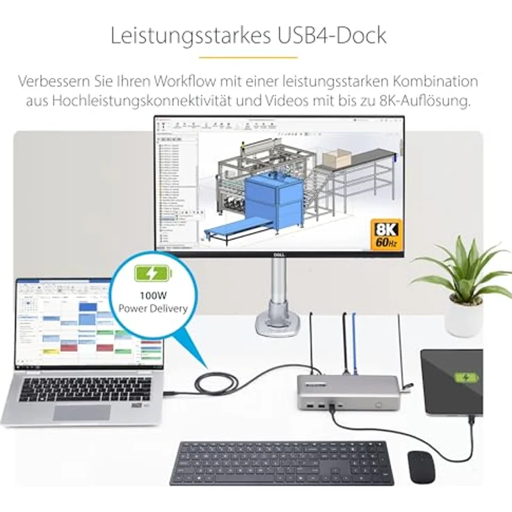 StarTech.com USB4 Docking Station, 40Gbps, 2X HDMI, 2X 4K60Hz/1x 8K60Hz, USB, 2.5GbE, 100W PD, USB-C Laptop Dockingstation – Bild 2