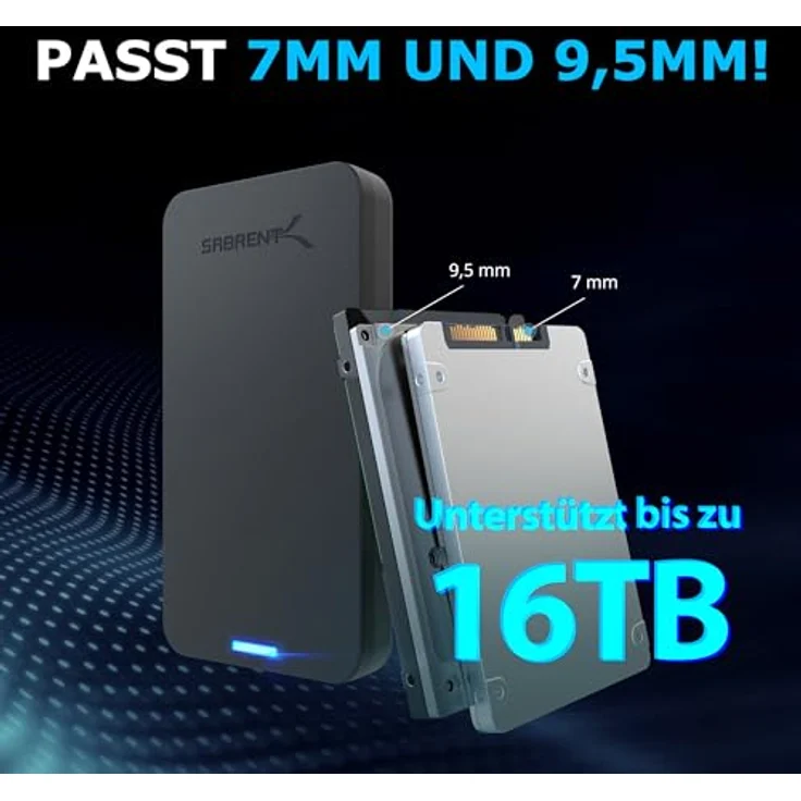 Sabrent Festplatten - Zubehör Gehäuse Werkzeugloses 2.5-Zoll SATA auf USB 3.0 externes Festplattengehäuse [Optimiert für SSD, Unterstützt UASP SATA III] Schwarz (EC-UASP) – Bild 5