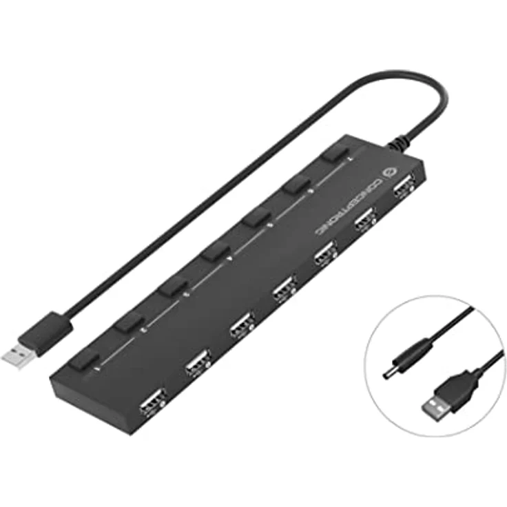 Conceptronic HUBBIES08B USB-Hub 7-Port 7 x USB 2.0 schwarz – Bild 2