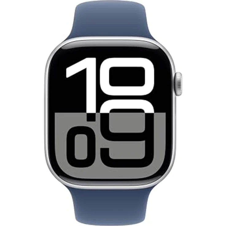 Apple Watch Series 10, 46 mm, GPS + Cellular, Aluminiumgehäuse Silber, Sportarmband Denim, S/M – Bild 2