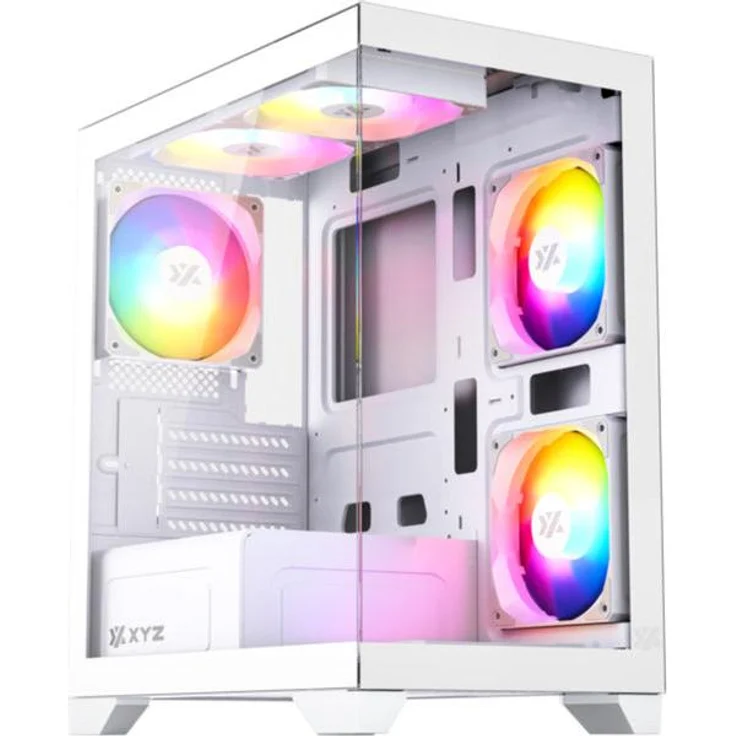 XYZ X-CS-TITANIUMVIEWLT-W, Micro Tower PC, Weiß, micro ATX, 1 x 3,5" Erweiterungsschacht