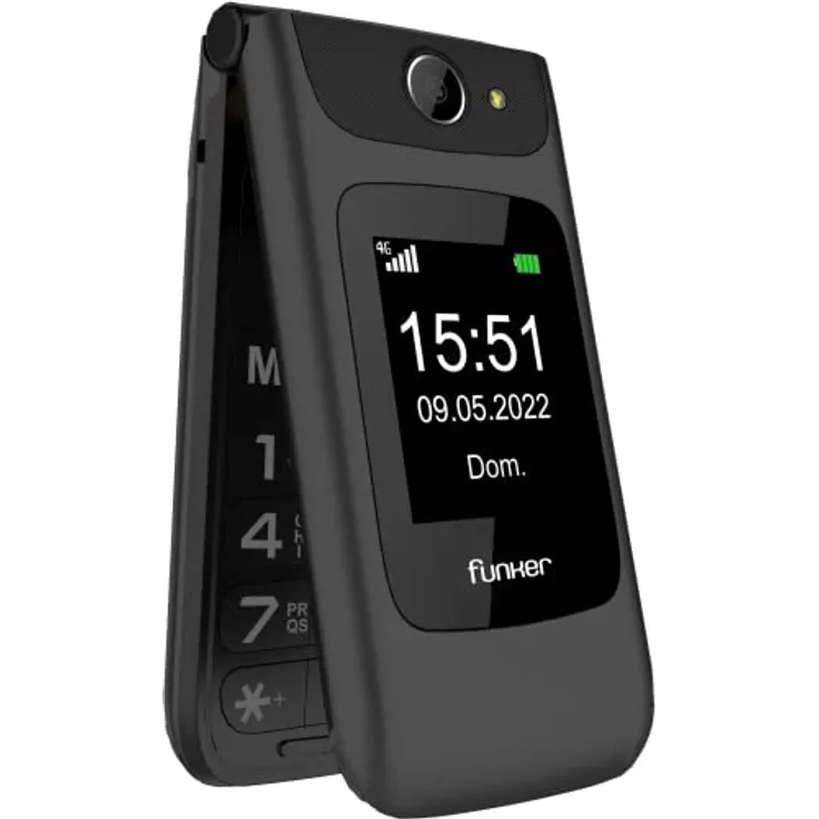 Funker C200 Comfort 4G - 4G Klapphandy für Senioren, große Tasten und Tasten, Einfache Bedienung, SOS-Taste, USB-C, 3 Direkte Speicher, 2000 Kontakte, 1000mAH Batterie