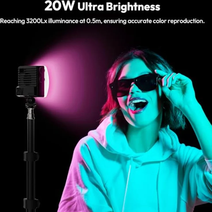 ULANZI L090 RGB-Videoleuchte, LED-On-Kamera-Videoleuchte mit 5000 mAh Akku, 360 Vollfarb-20 Lichteffekten, CRI≥95, Farbtemperatur 2500-9000 K für Fotografie-Vlogging – Bild 4