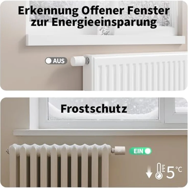 Aqara Smartes Heizkörperthermostat W600, Zigbee/Thread Thermostat mit Energiesparen, Sprachsteuerung, Geofencing, kompatibel mit Apple Homekit, Alexa und Google – Bild 4