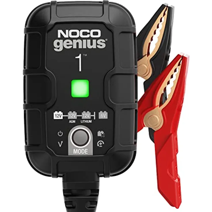 NOCO GENIUS1EU 1A Kfz-Ladegerät, intelligentes 6V/12V Ladegerät für Blei- und Lithium-Batterien, kompakt und effizient