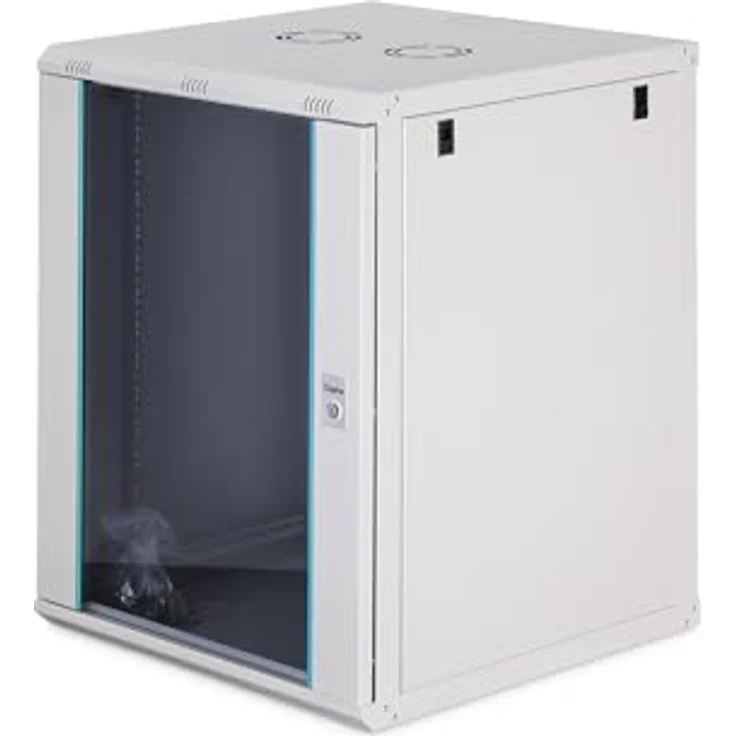 DIGITUS Netzwerkschrank Dynamic-N, 19-Zoll Rack 16HE, unmontiert, Wandmontage, 600 mm Tiefe, 60 kg Traglast, abschließbare Glastür, grau – Bild 1