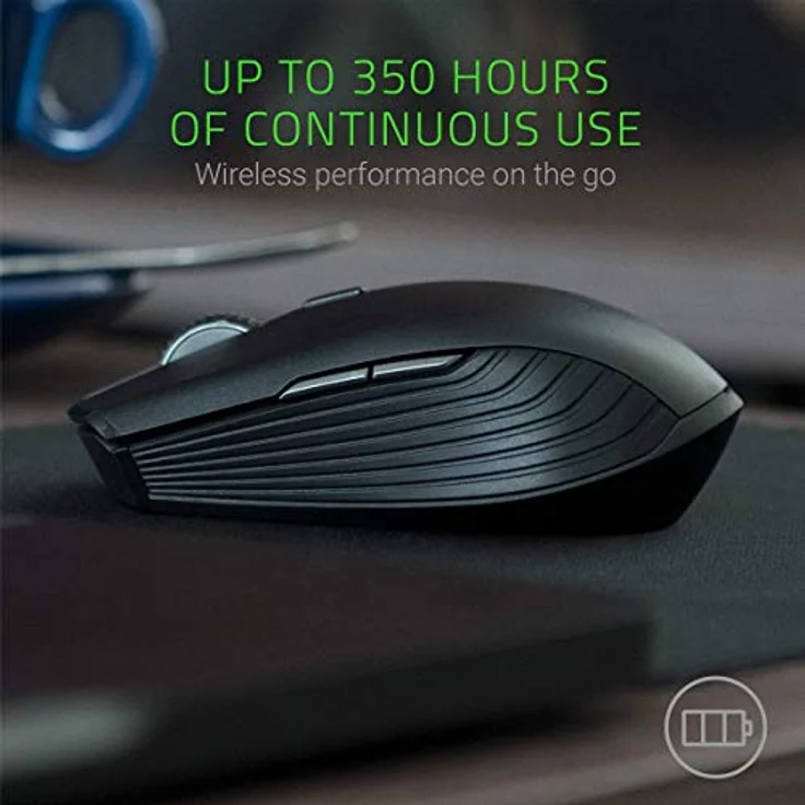 Razer Atheris - Kabellose Gaming und Office Maus (280 Stunden Batterie-Laufzeit für wireless Arbeiten, optischer Sensor, Adaptive Frequenz-Technologie, duale Verbindung) Schwarz – Bild 2