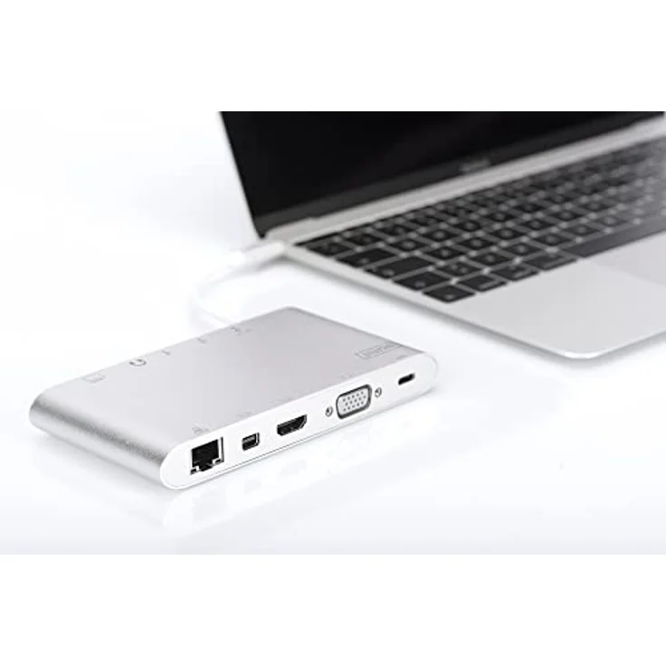 DIGITUS Multiport Docking-Station - USB-C Dock 11 Ports - Audio - Video, RJ45, 3x USB 3.0, Ladeport, Cardreader - Silber – Bild 4